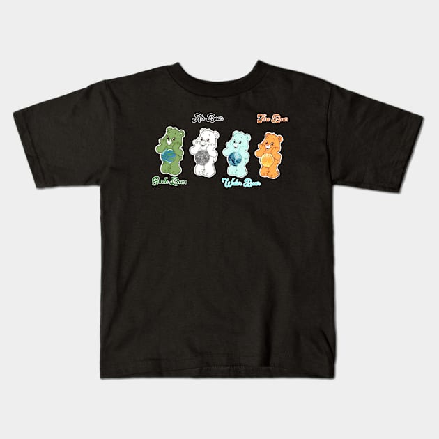 Zodiac Element Bears Kids T-Shirt by Lewd Crude Never Rude